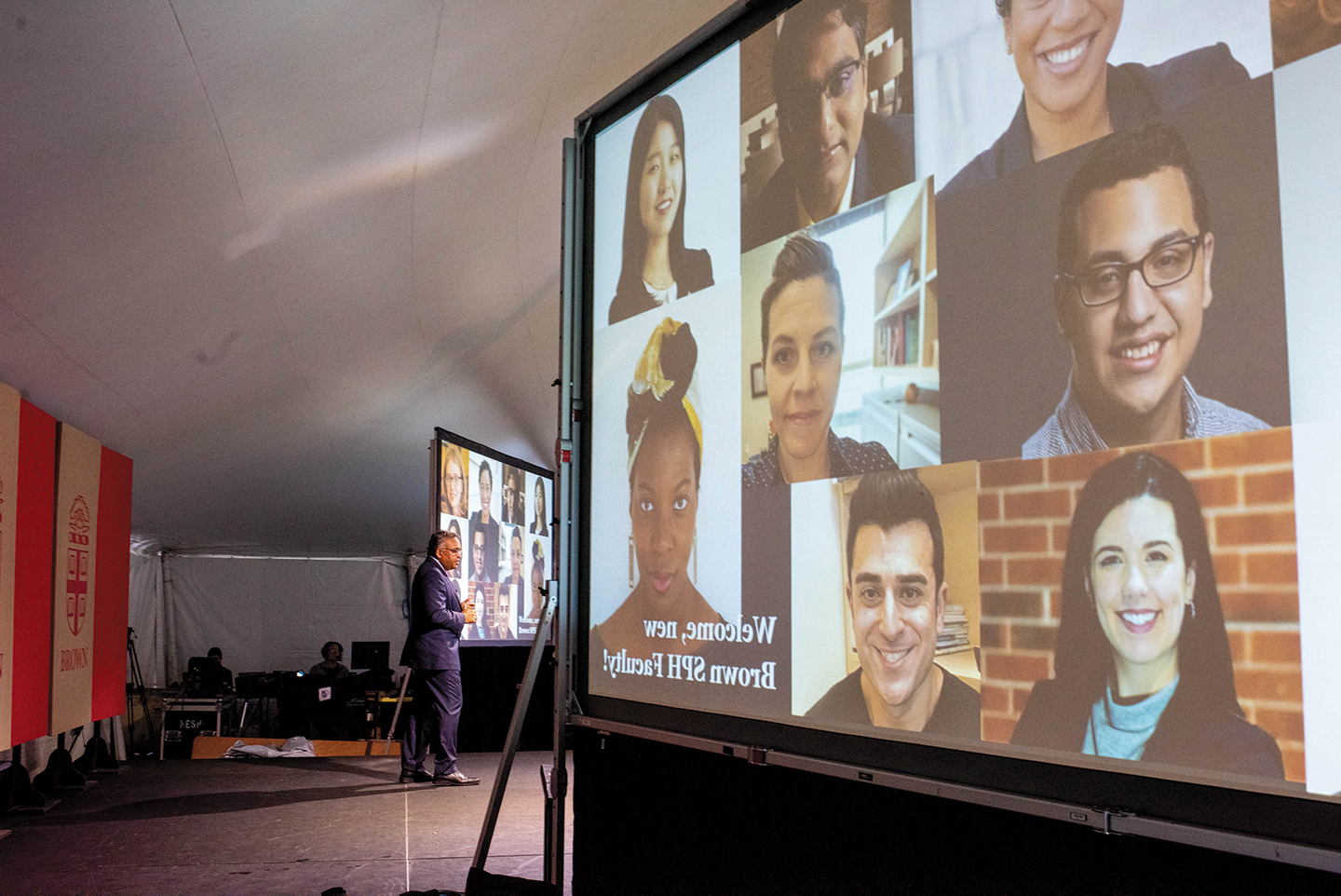 Dean Ashish K. Jha giving a presentation