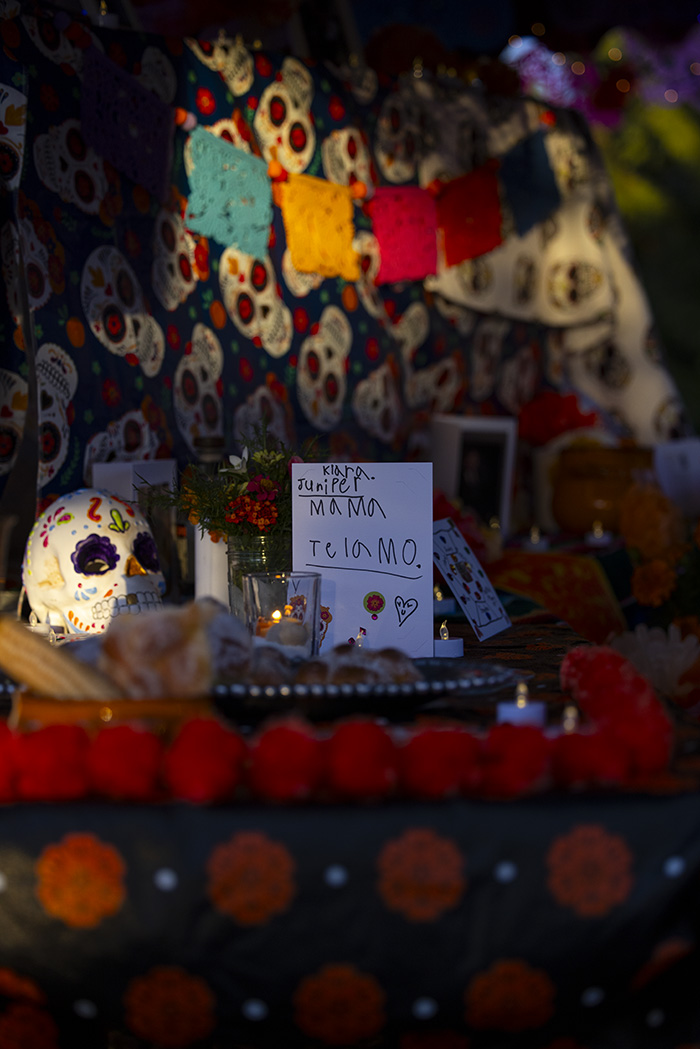 community altar with cards and letters