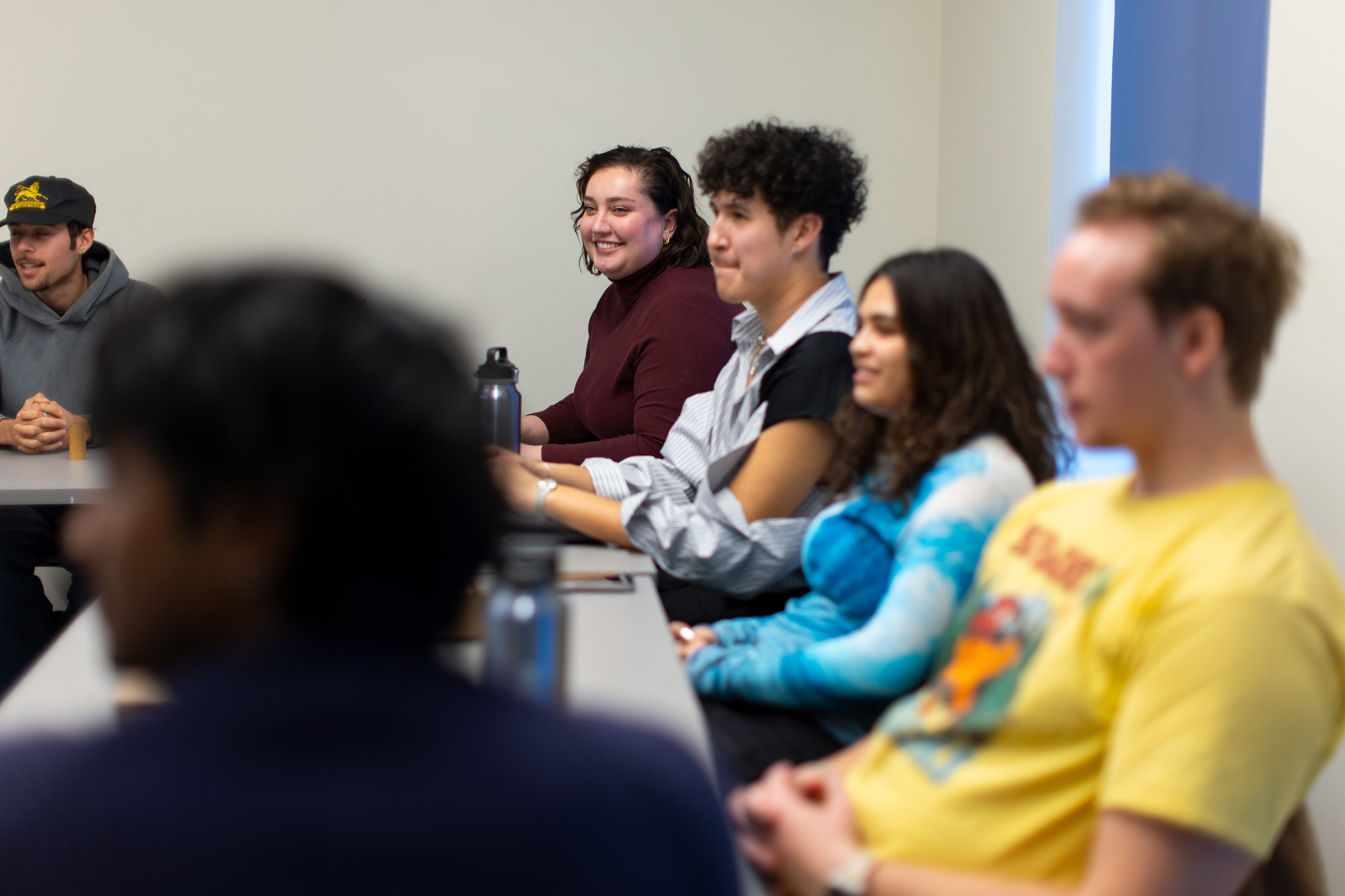 Allison Seeley meets with peer educators 