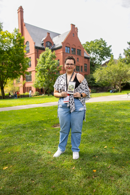 kari isley holds steinbeck novel