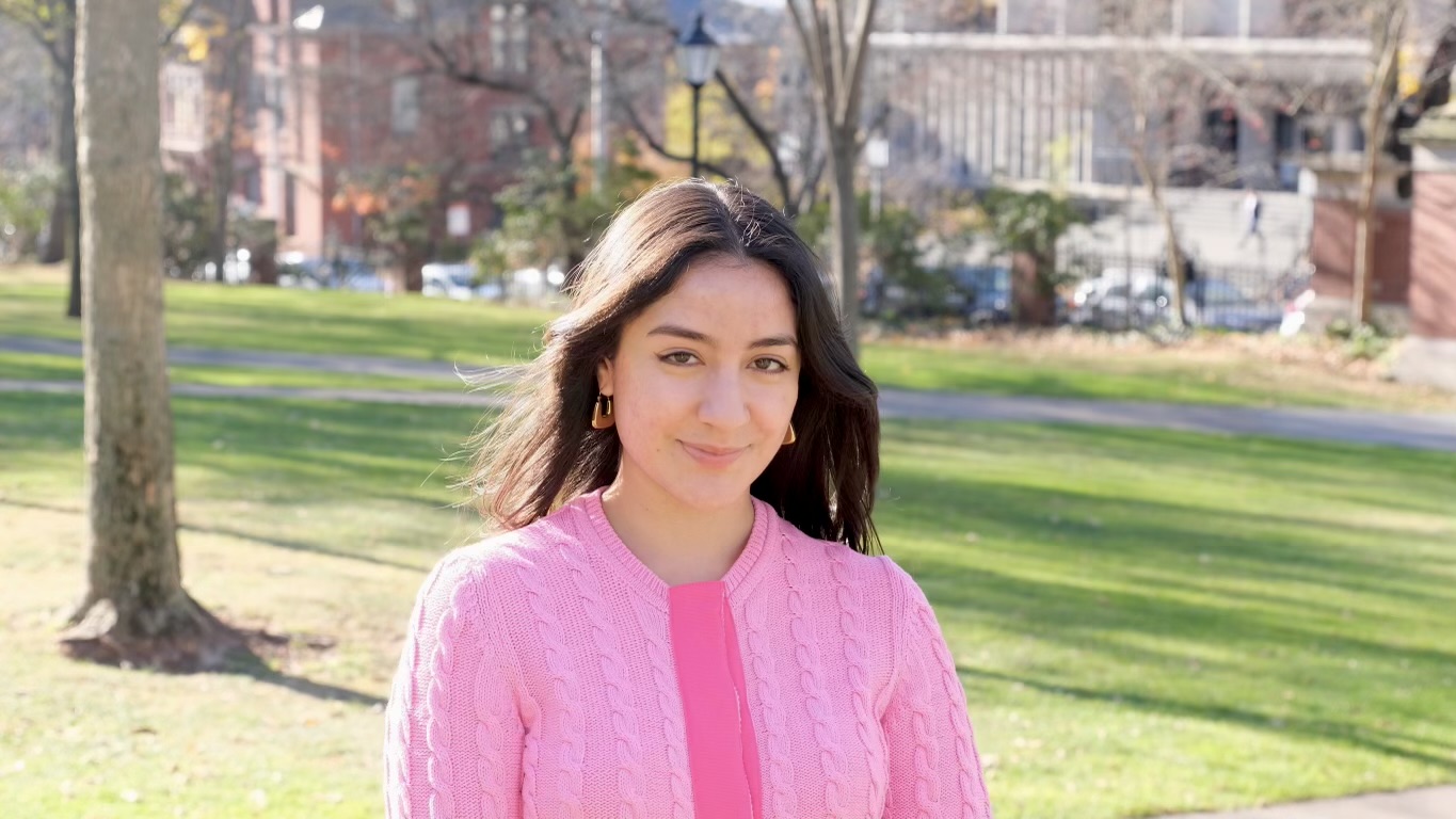 Ariana Palomo wears pink sweater on Quiet Green