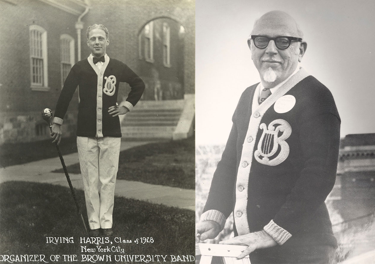 Composite image of Irving Harris in 1927 and 1964