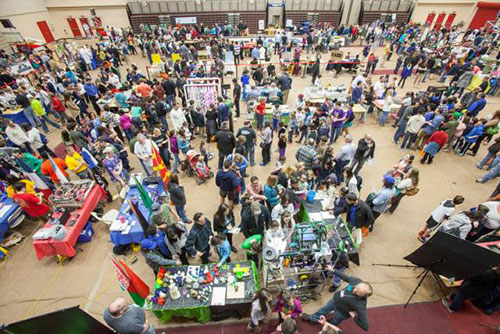 Robot block party from above