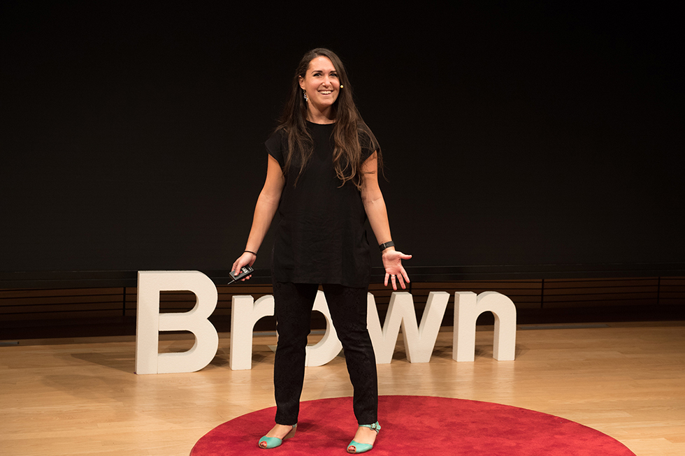 Jennifer Thum on stage at Brown