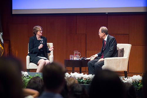 President Christina Paxson and Ban Ki-moon