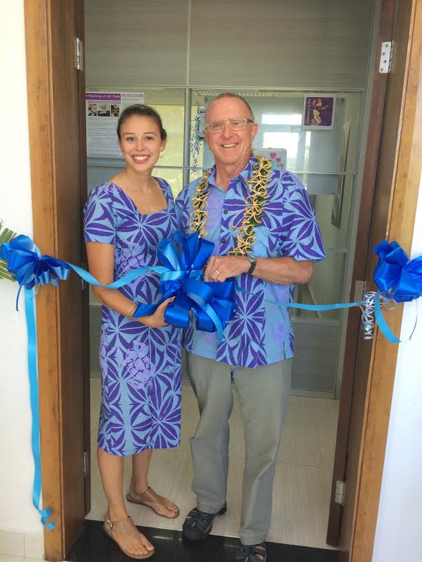 Abigail Wetzel and Professor Stephen McGarvey at ribbon-cutting