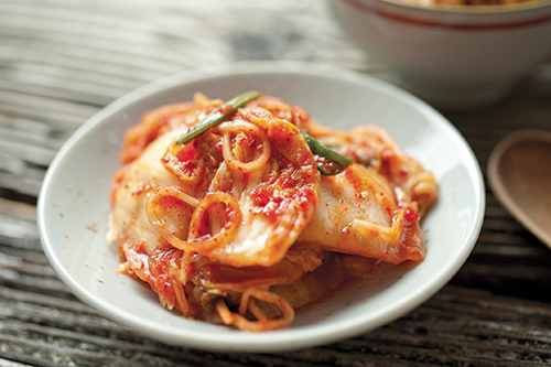 a well-plated bowl of kimchi