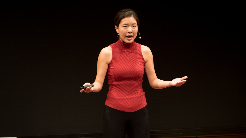 Xuan Zhao speaking at Brown