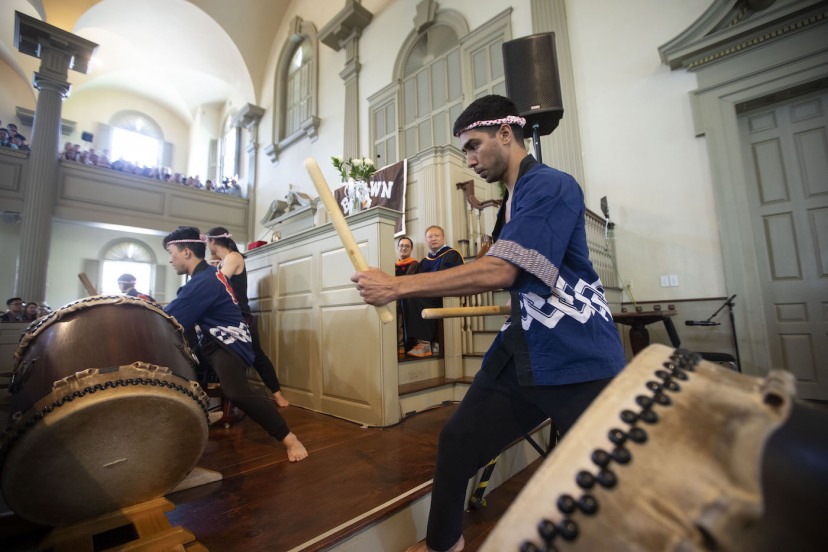 Brown's Japanese drumming group, Gendo Taiko, was one of the many performances at this year's Baccalaureate ceremony. 