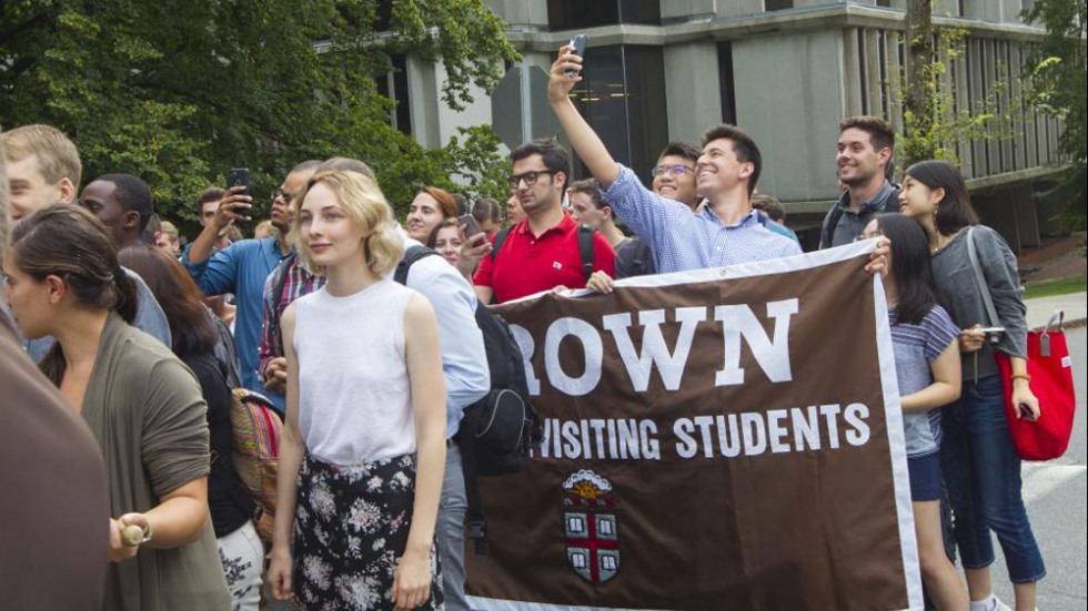 Students taking selfie