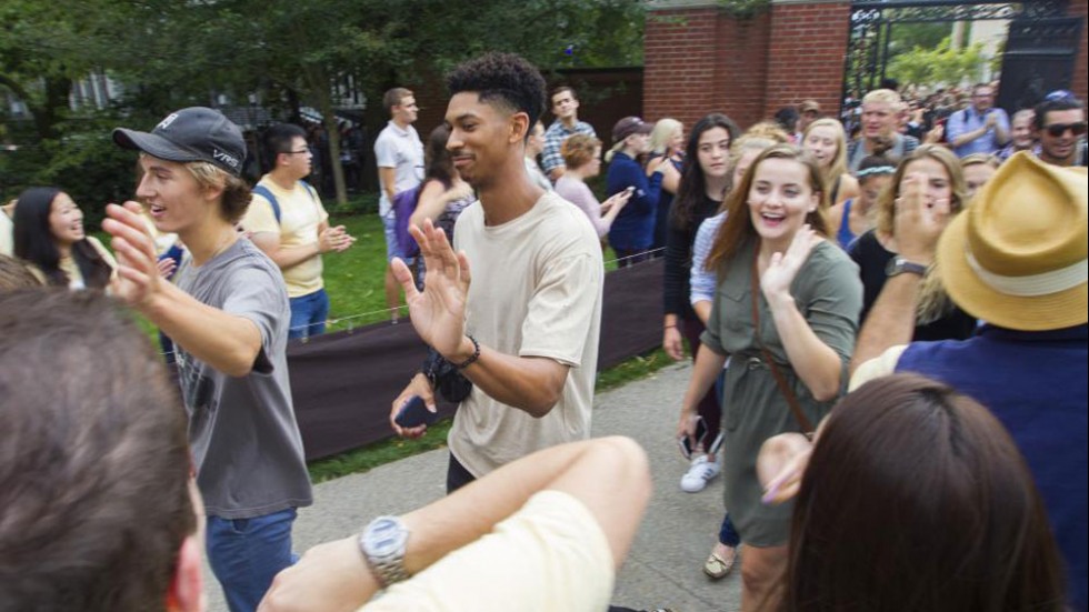 Students being welcomed