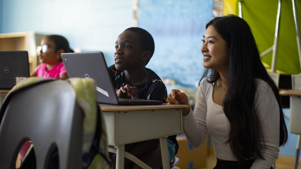 brown student teaching in Providence school 