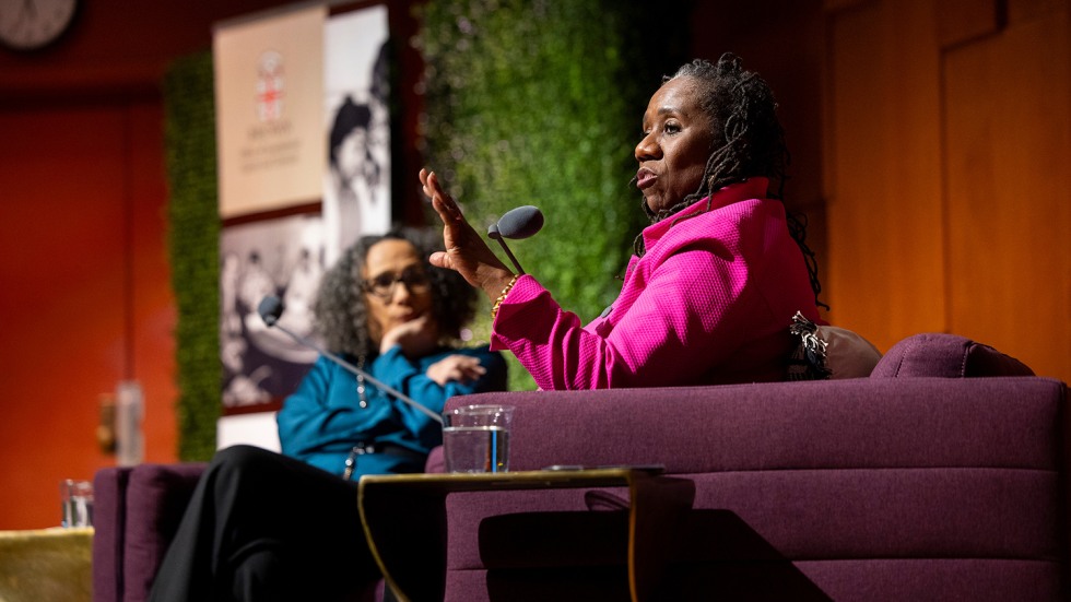 Tricia Rose and Sherrilyn Ifill seated on stage