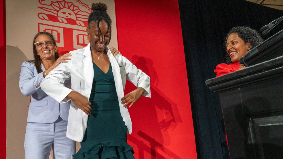 medical student receiving white coat