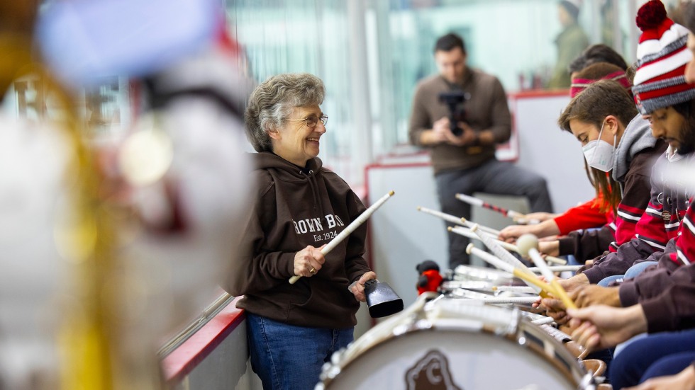 Karen Mellor leads percussion section 