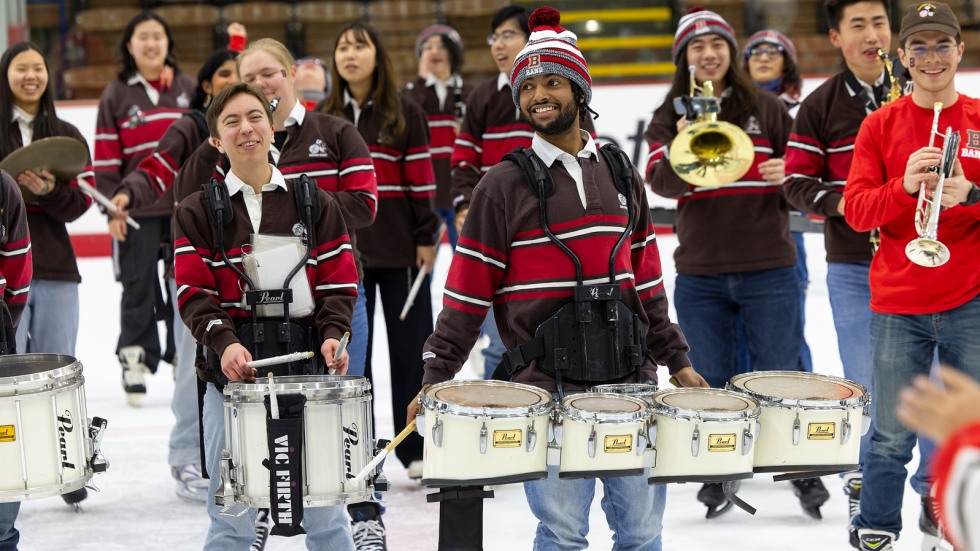 band members play on ice 